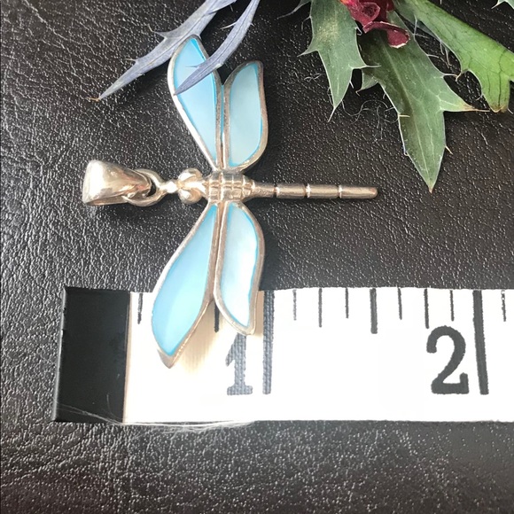 🎯Sold🎯 Blue MOP and Sterling Dragonfly Pendant - Picture 3 of 7